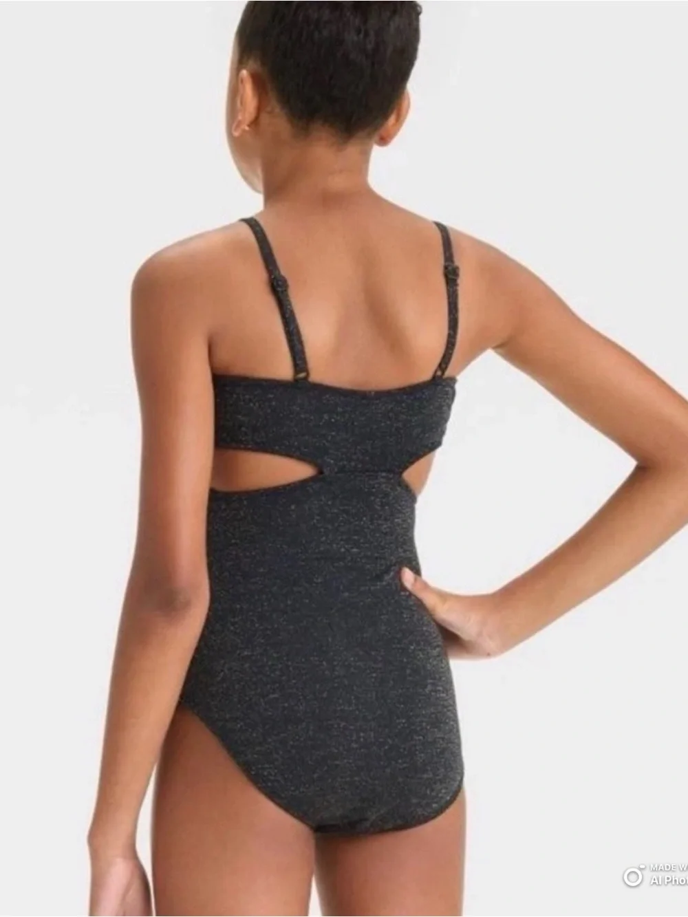 Art Class Black & Gold Cutout One Piece Swimsuit Girls Size XS NWT
